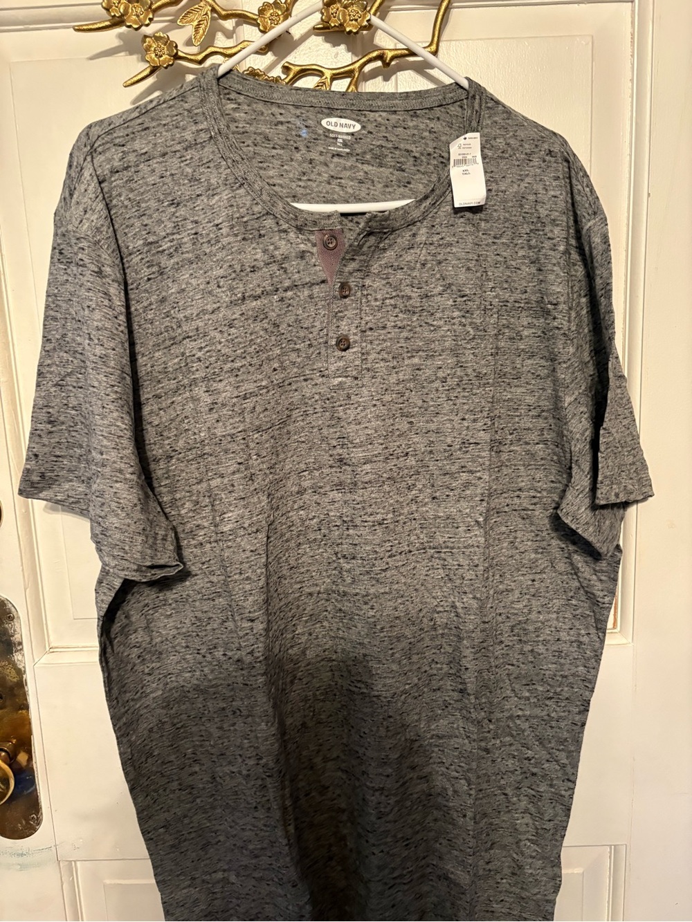 Old Navy Short Sleeve Heathered Gray Henley Tee